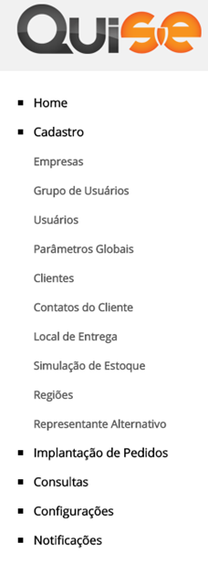 Exemplo de menu. 